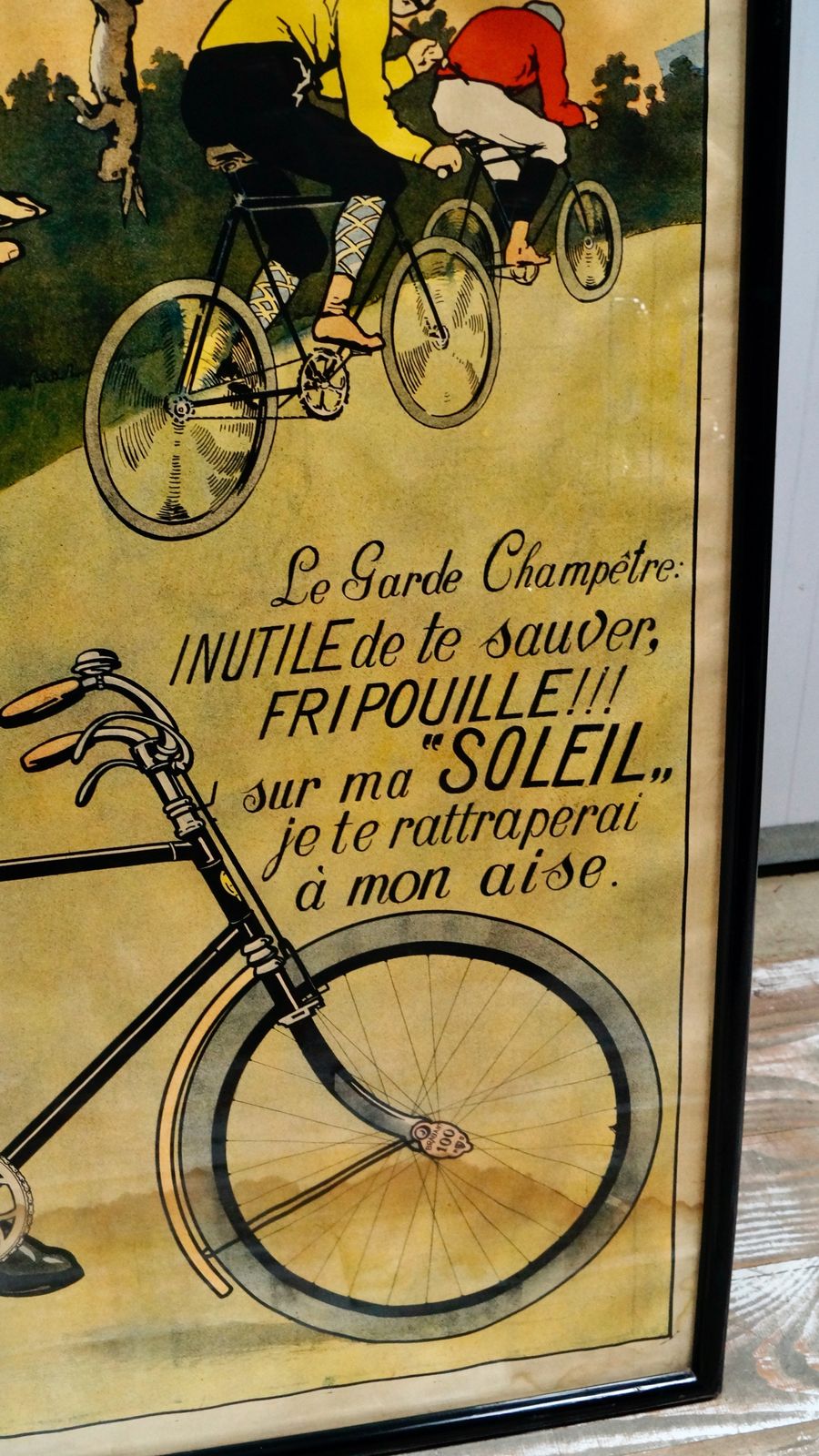 Antique French “Soleil Cycles” Advertising Poster photo for sale