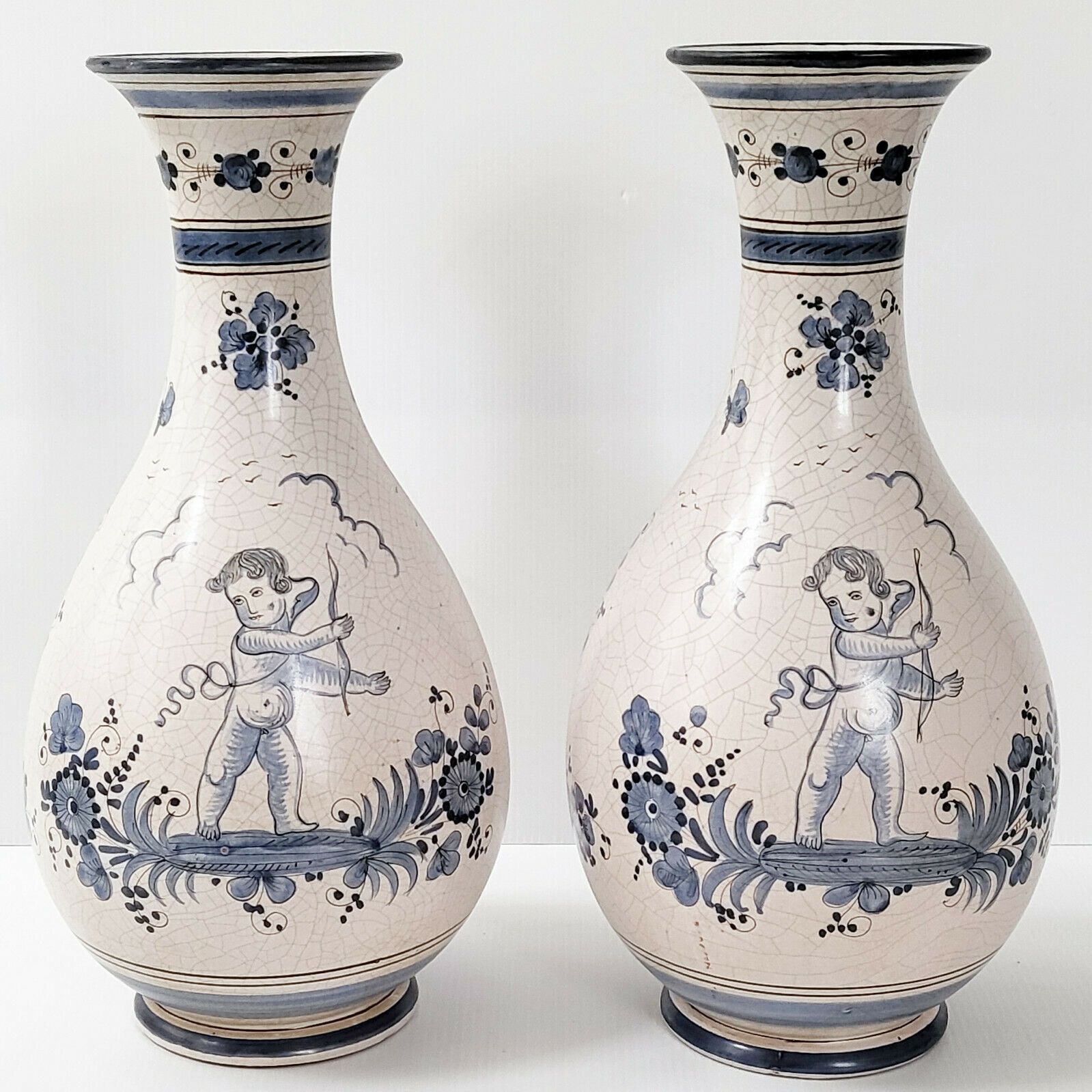 Paire De Vases Italiens Vintage 1950 Ceramique Maioliche Deruta 50s 1950s photo furniture