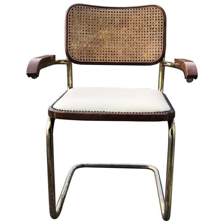 Mid Century Modern Upholstered Cesca Chair Of Marcel Breuer, Italy, 1970