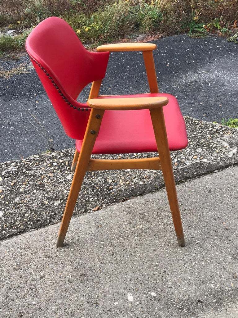 Midcentury Hungarian Chair With Red Faux Leather, Circa 1960s photo Furniture
