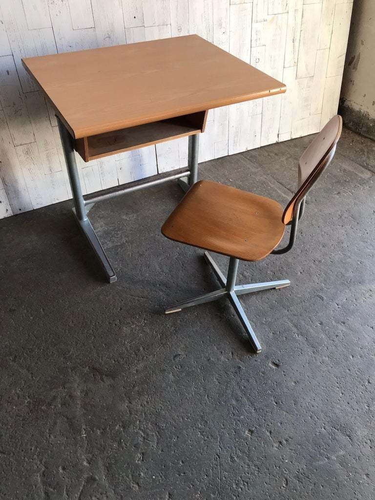 Embru Original 1960s Swiss Made School Bench, Desk, Office Table And Chair photo vinterior