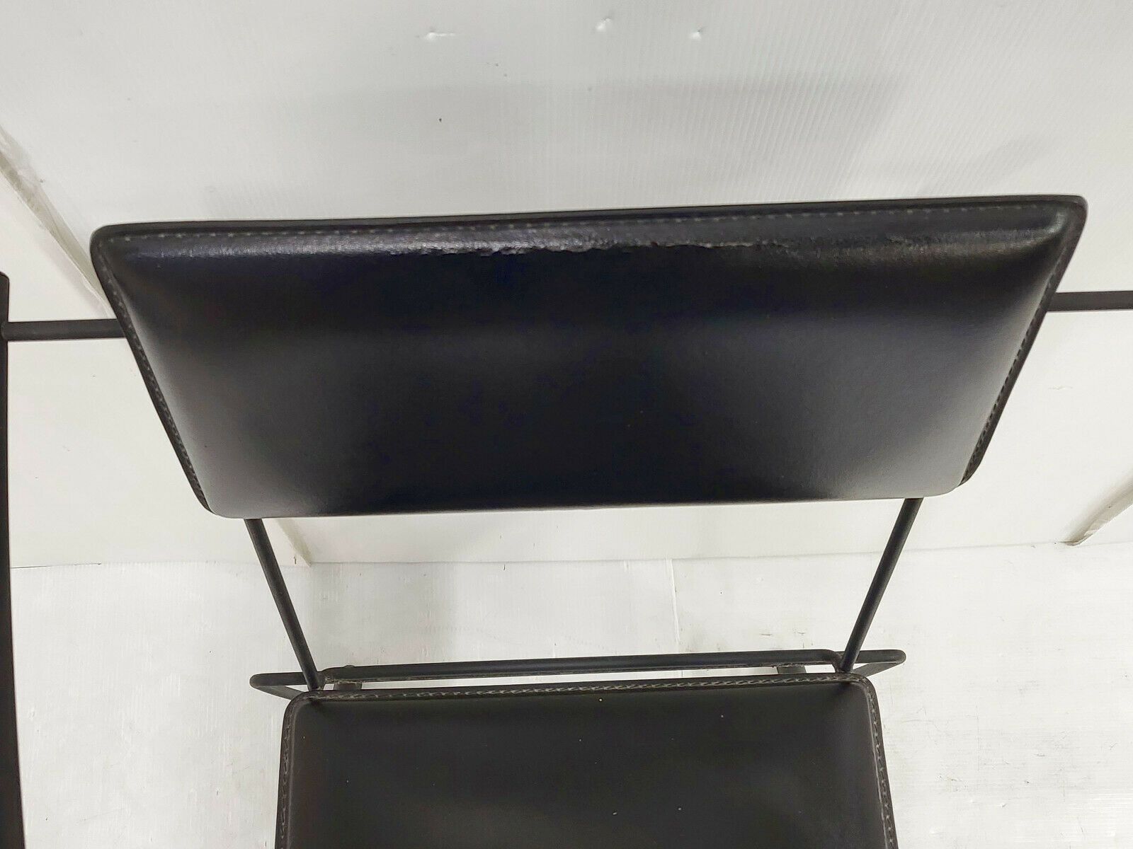 1980 Vintage Chair In Lacquered Steel & Black Leather photo buy
