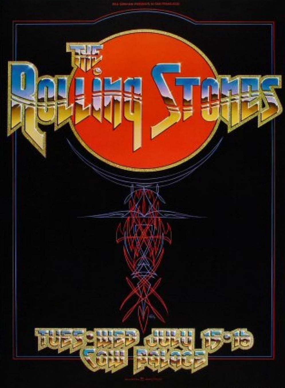 Rolling Stones   Live At Cow Palace Vendor 197 Original Vintage Poster