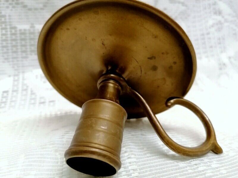 Antique Brass Candle Stick Holder With Finger Loop photo 59.0