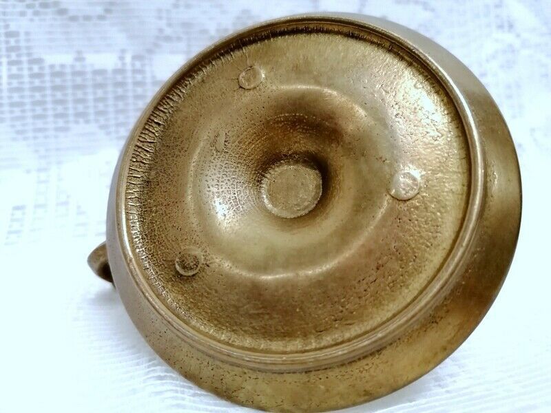 Antique Brass Candle Stick Holder With Finger Loop photo vinterior