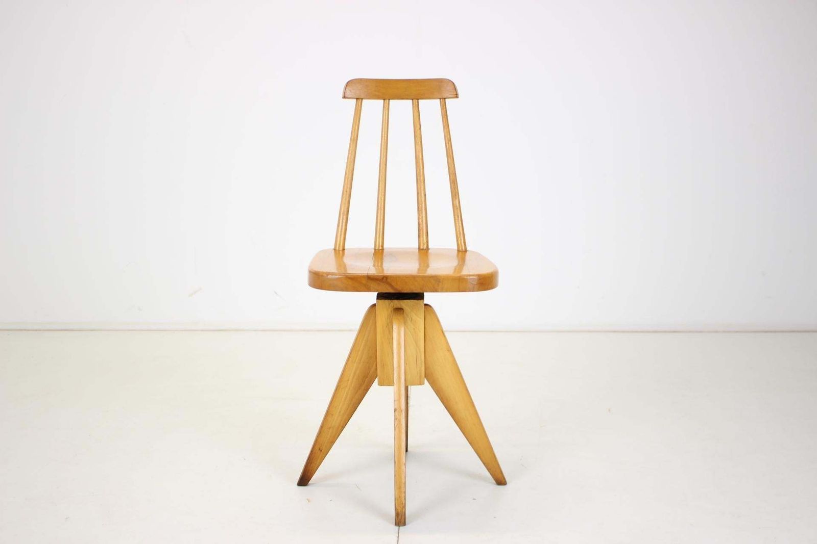 Midcentury Wood Revolving Chair, Czechoslovakia, 1970s photo furniture