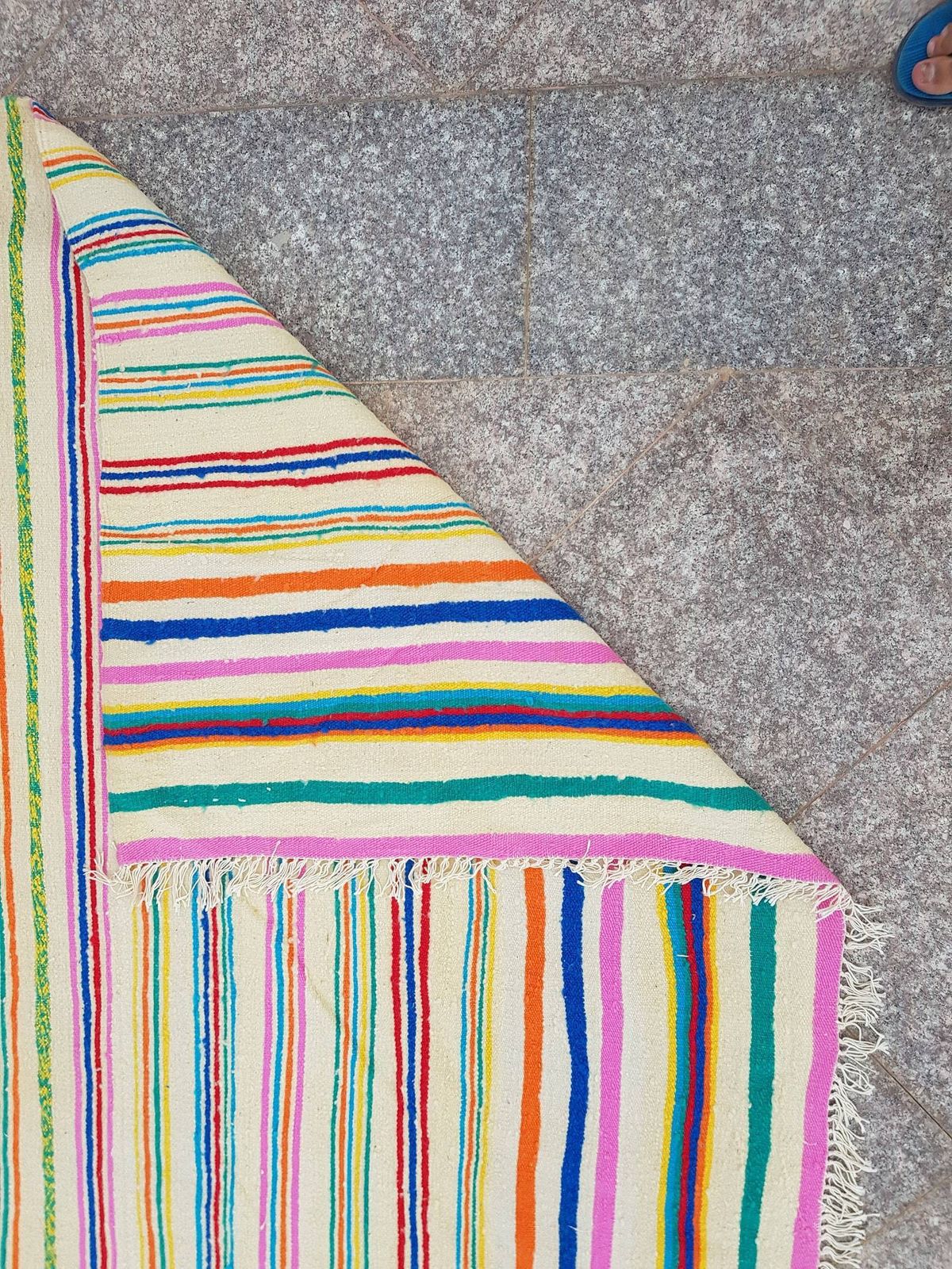 Xxl Handmade Striped Vintage Berber Area Rug  Algerian Ethnic Bohemian Carpet 360 X 199cm photo buy