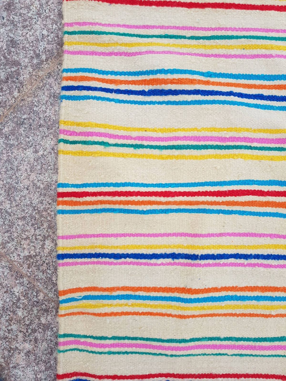 Xxl Handmade Striped Vintage Berber Area Rug  Algerian Ethnic Bohemian Carpet 360 X 199cm photo 1250.0