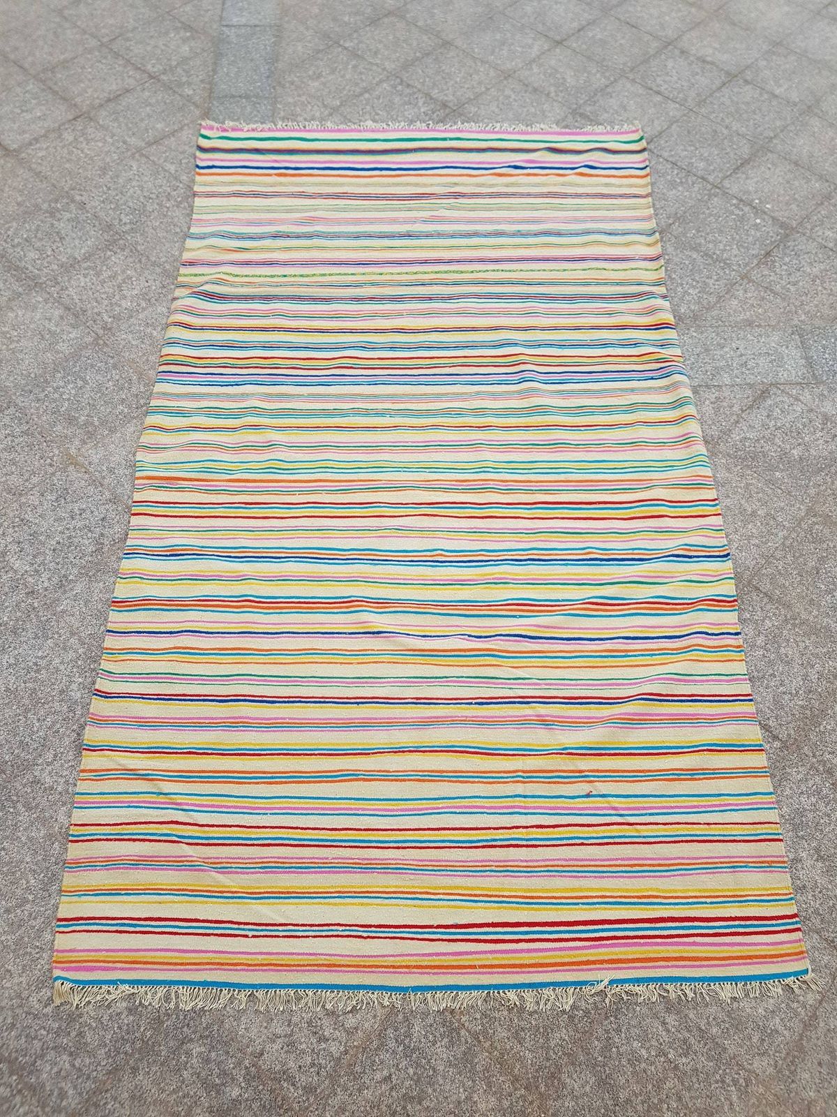 Xxl Handmade Striped Vintage Berber Area Rug  Algerian Ethnic Bohemian Carpet 360 X 199cm photo vinterior