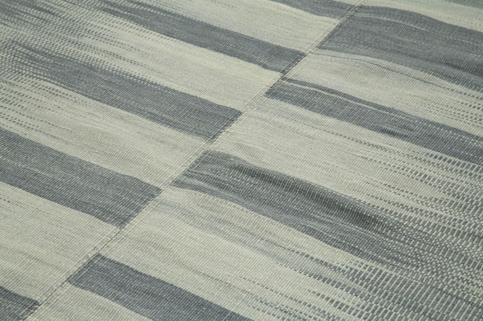 Turkish Handmade 2000s 201 Cm X 288 Cm Grey Modern Design Kilim Rug photo 1273.0