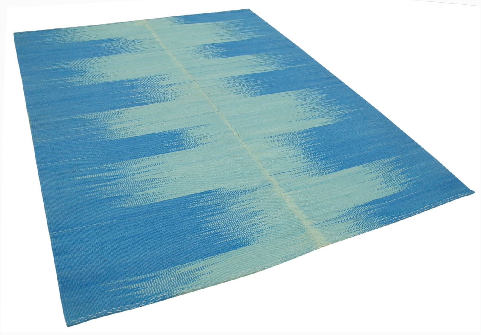 Turkish Handmade 2000s 208 Cm X 266 Cm Blue Modern Design Kilim Rug photo furniture