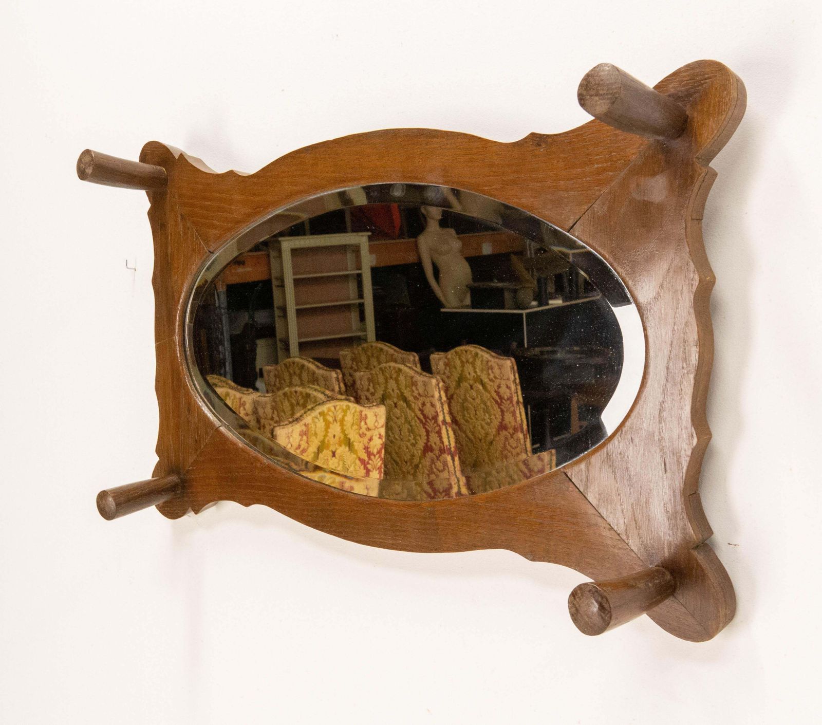 Entry Coat Rack Porte Manteau Oval Beveled Mirror French, Early 20th Century photo for sale