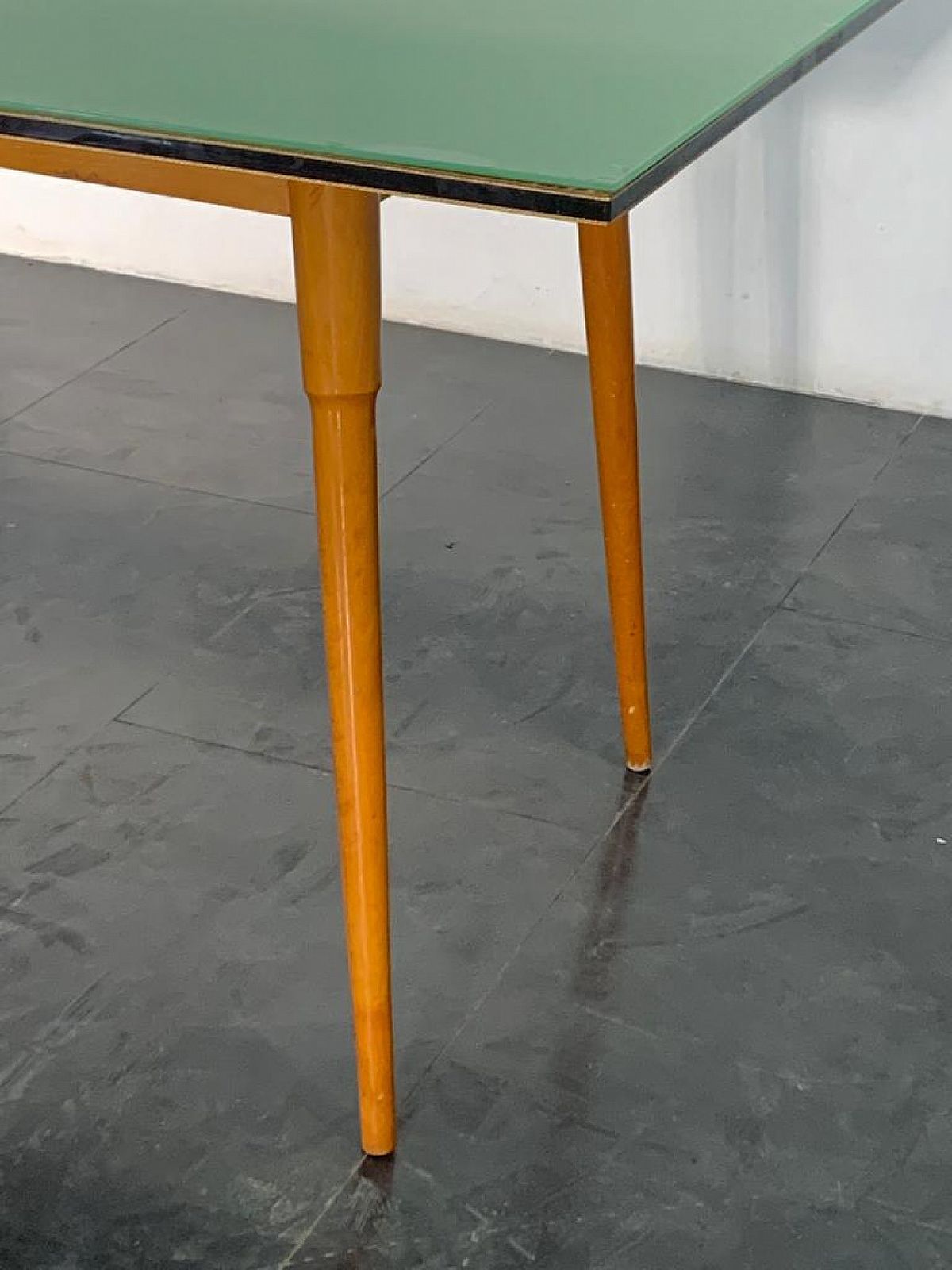 Table In Black Profiled Beechwood With Brass Edges, 1950s photo Furniture