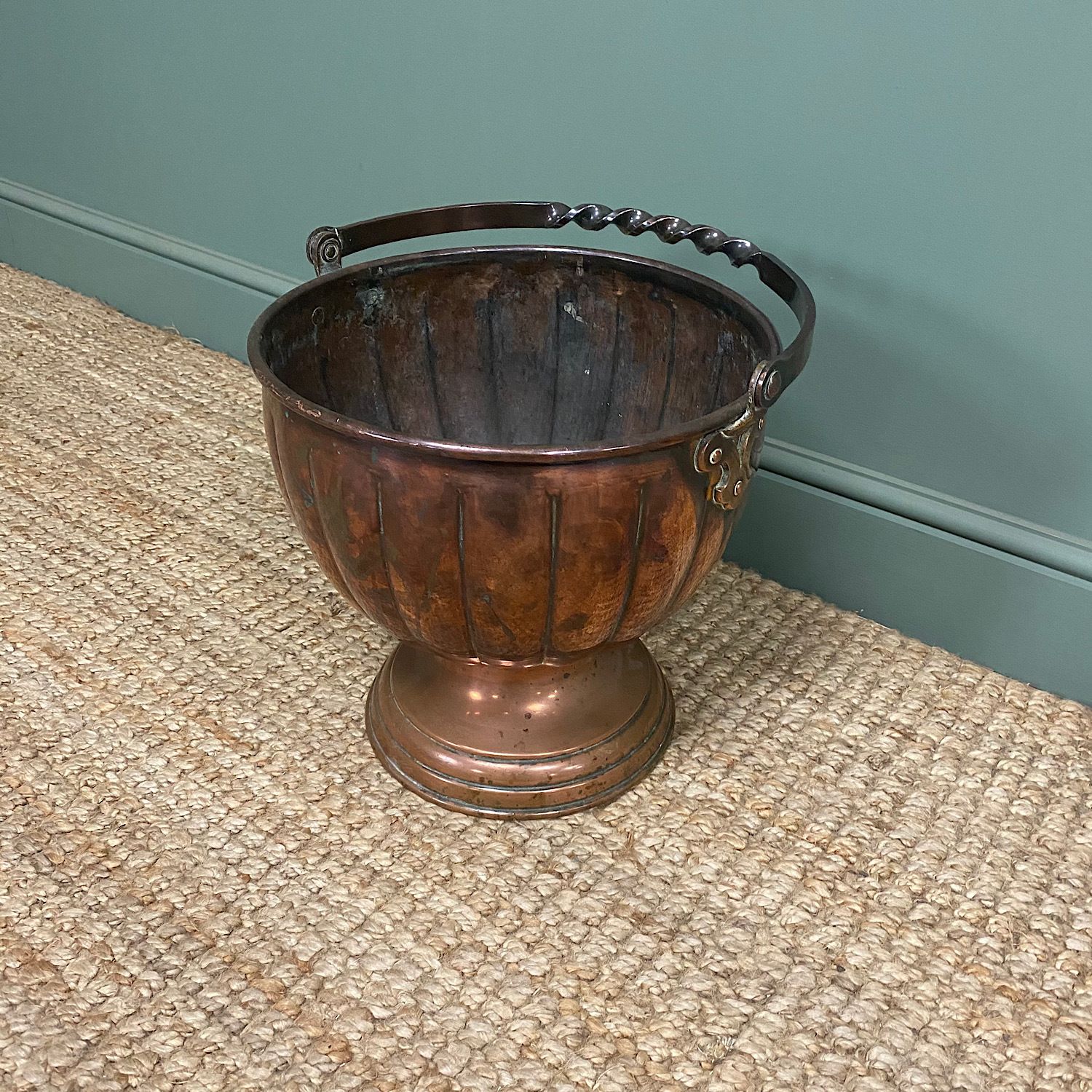 Unusual Arts & Crafts Copper Antique Coal Bucket
