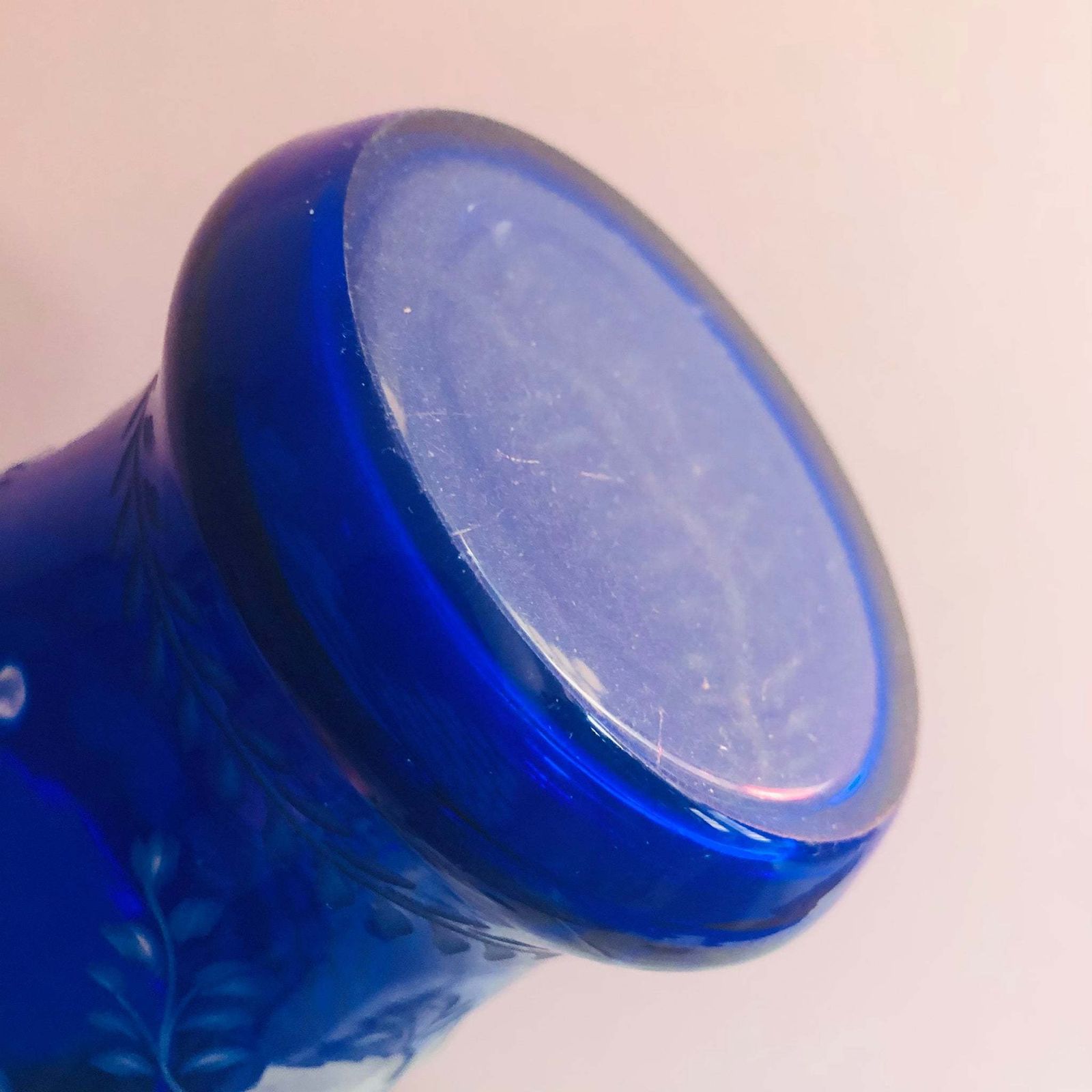 Vintage Blue Cut Glass Vase photo buy
