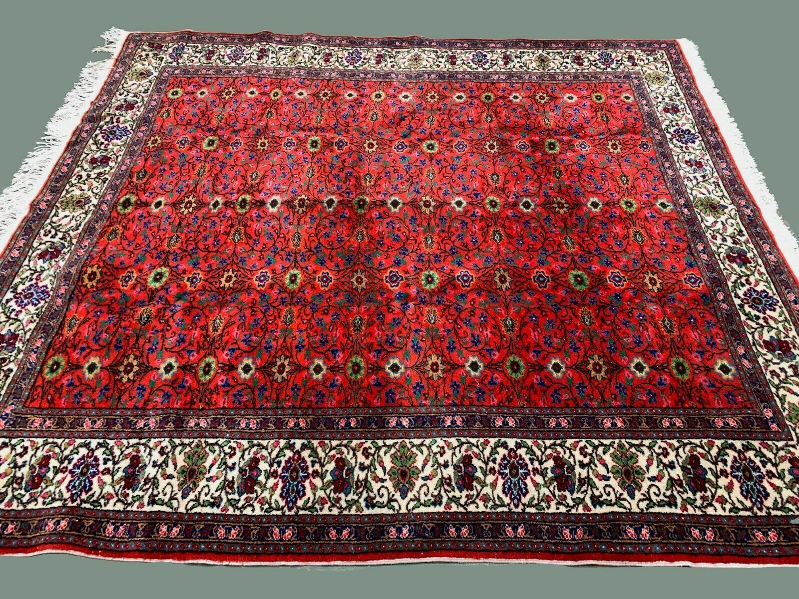 Square Turkish Kayseri Rug 215x190 Cm Wool Hand Knotted Vintage Tribal Beige photo Textiles