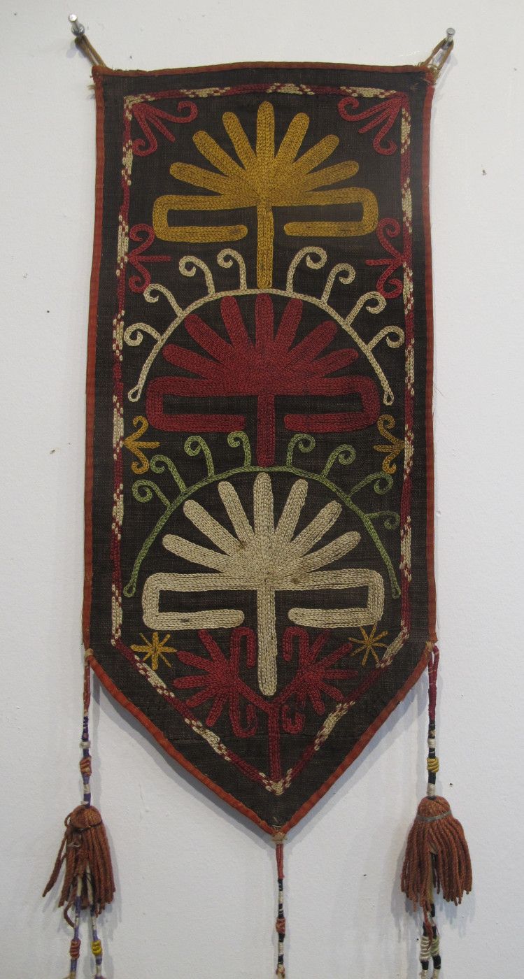 Antique Silk Amulet From Uzbekistan, 65cm X 19cm photo furniture