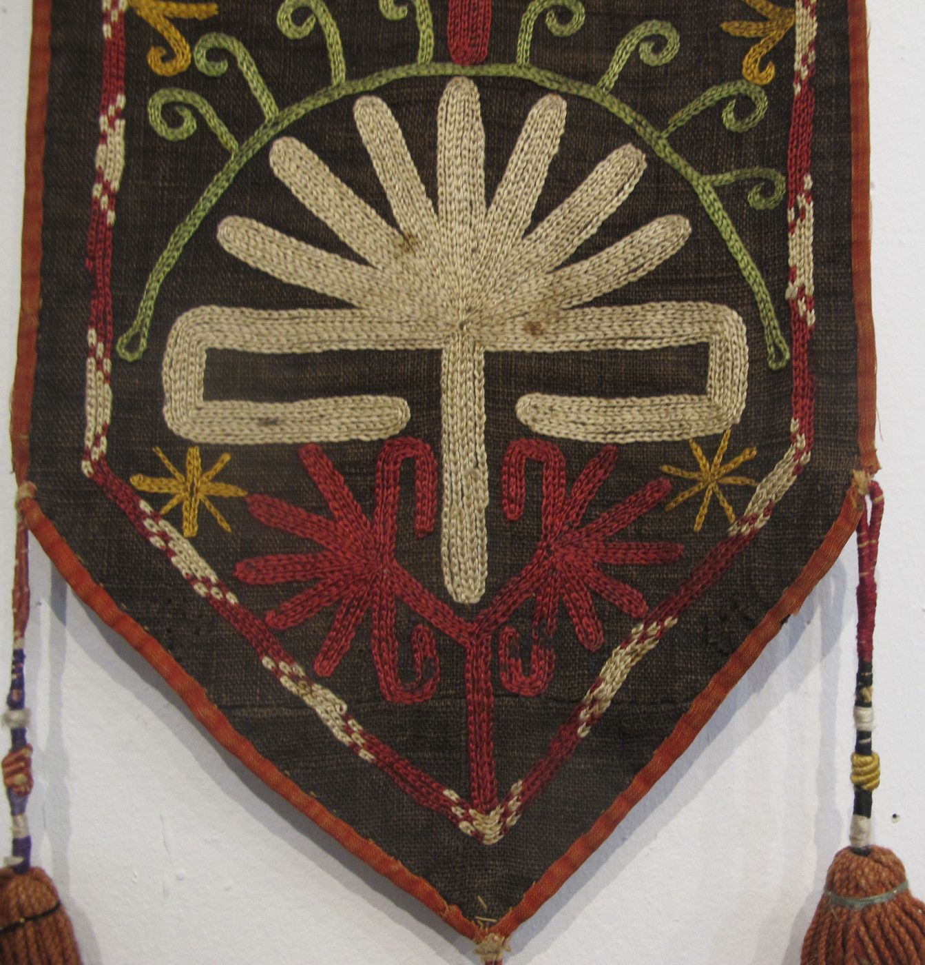 Antique Silk Amulet From Uzbekistan, 65cm X 19cm photo for sale