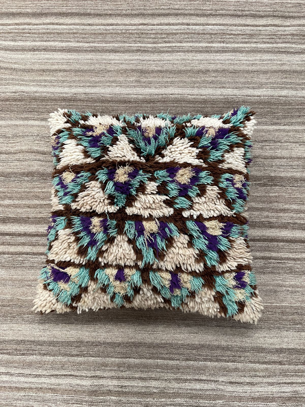 Vintage Boucherouite Floor Cushion (70x70cm) photo furniture