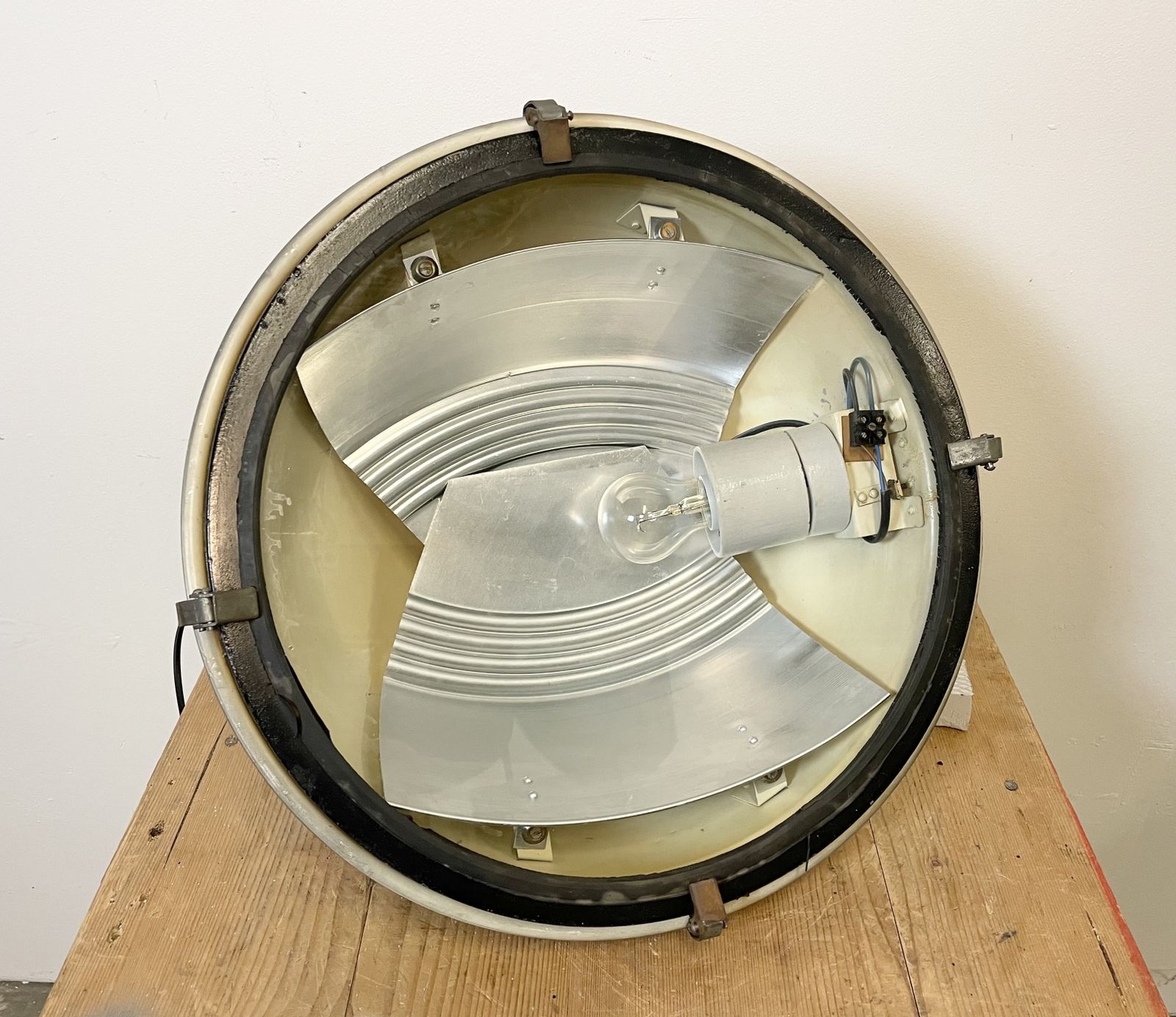 Grey Industrial Pendant Lamp With Clear Glass Cover, 1970s, 4x photo 169.0
