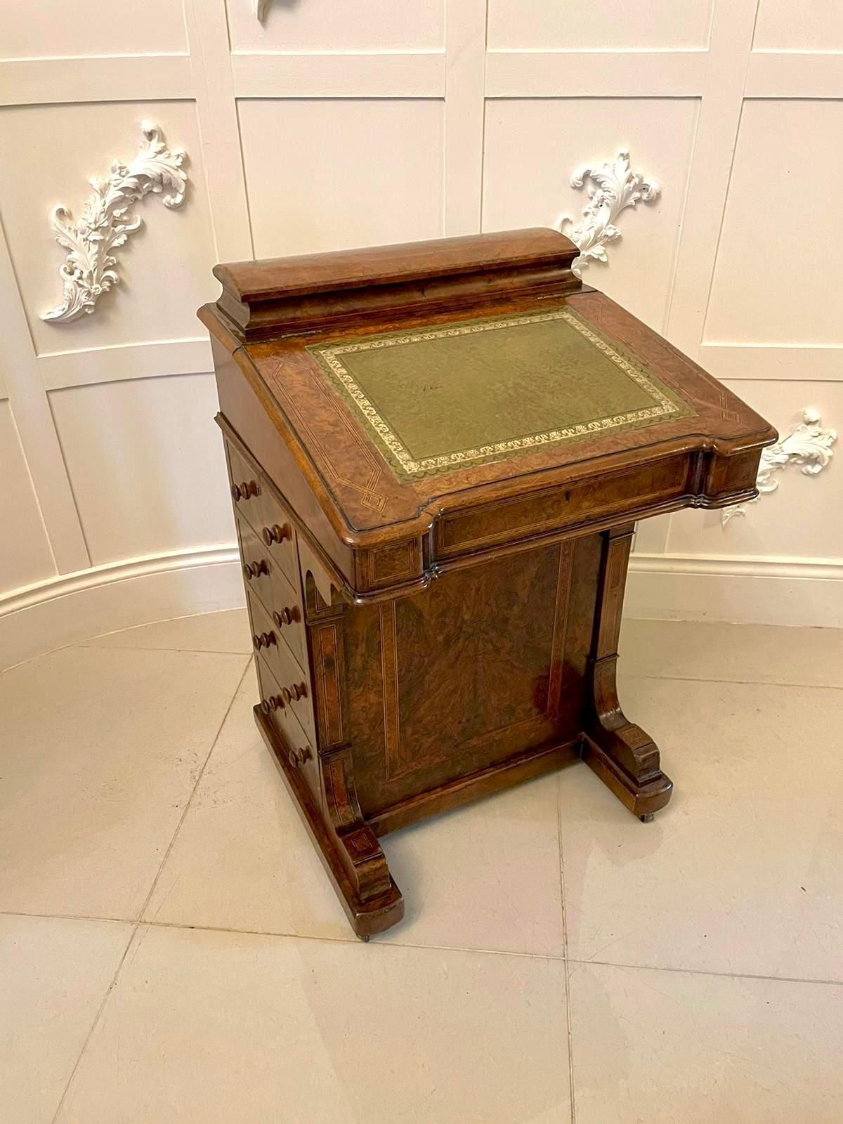 photo buy Antique Victorian Quality Burr Walnut Inlaid Freestanding Davenport
