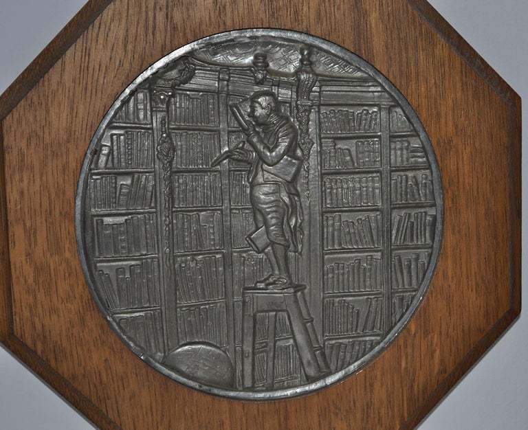 Vintage Large Pewter And Wood Plate /Set Of 2, 1970s photo for sale