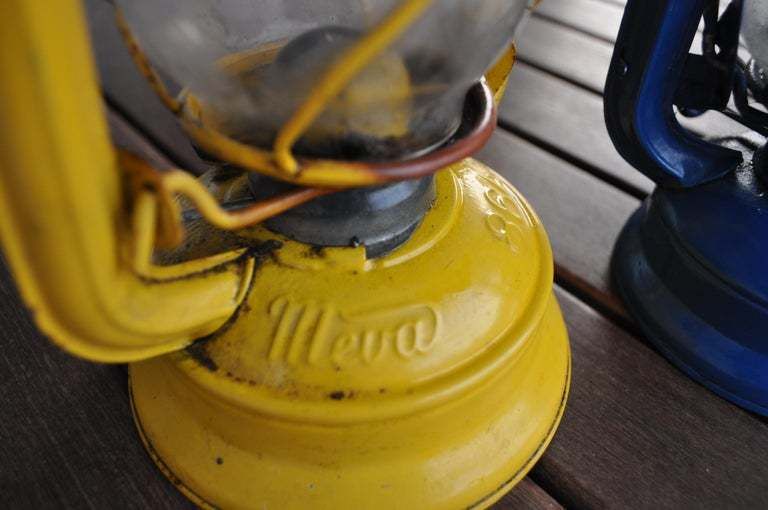 Yellow And Blue Oil Lamp ,Vintage Kerosene Lantern photo 308.0