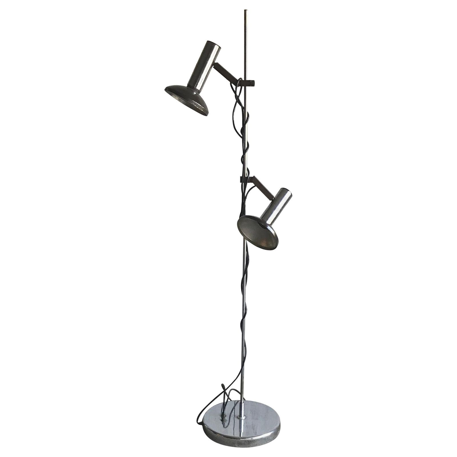 Chrome Floor Lamp With 2 Adjustable Shades
