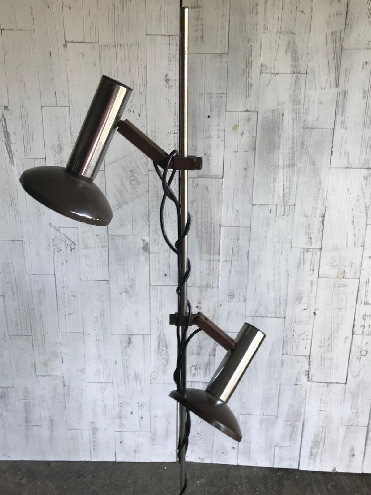 Chrome Floor Lamp With 2 Adjustable Shades photo Lighting
