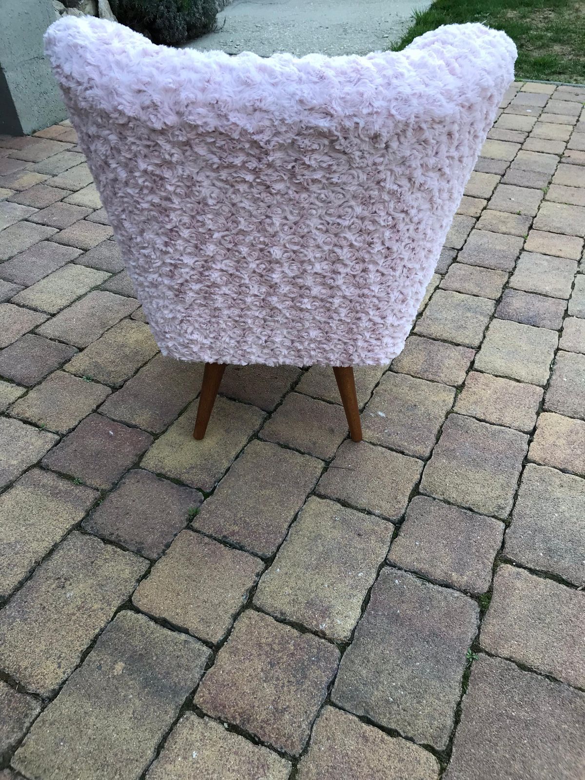 1950s Cocktail Chair Pink Faux Fur photo buy