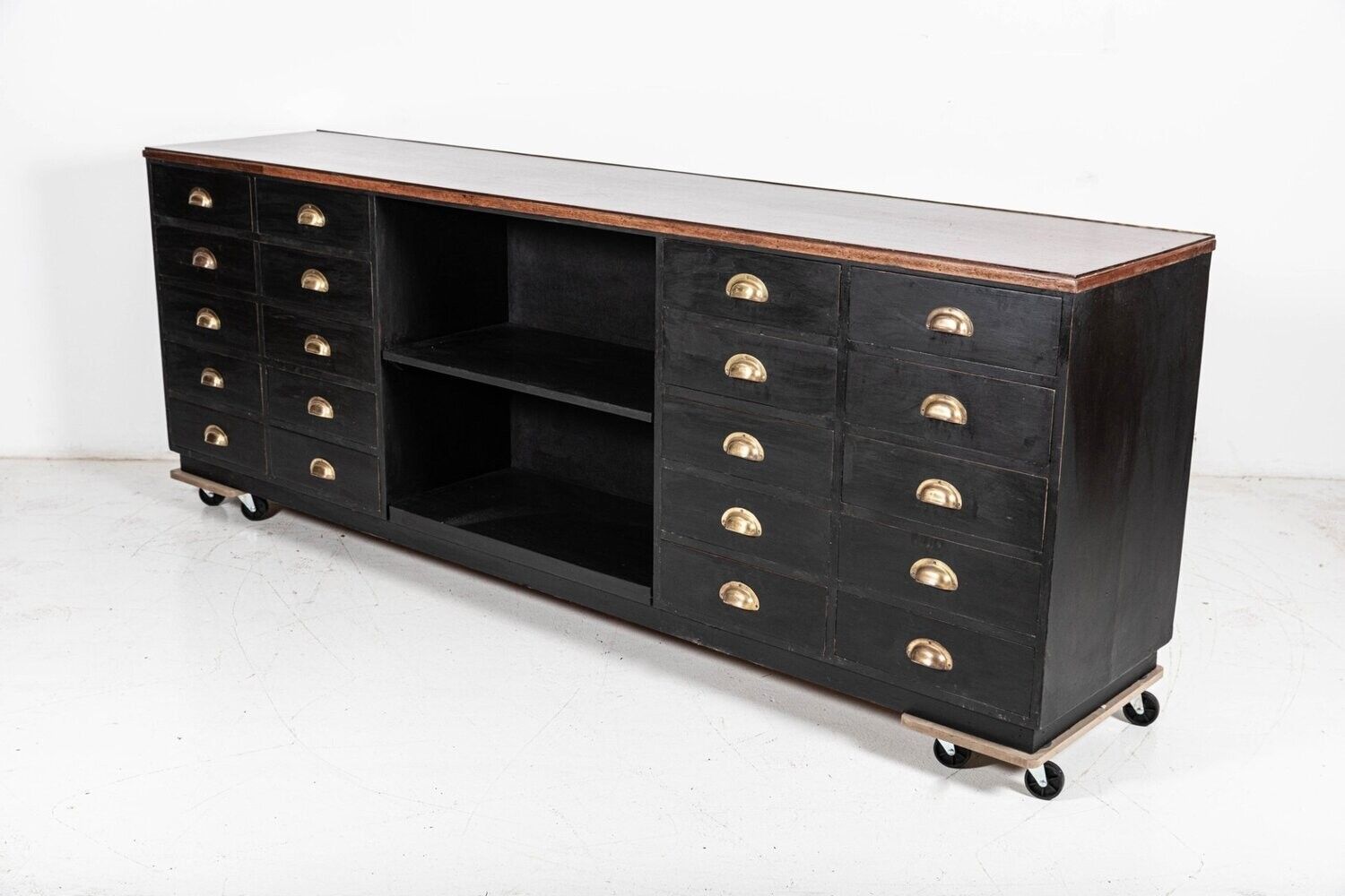 Monumental 19thc English Ebonised Mahogany Glazed Apothecary Shop Counter photo furniture