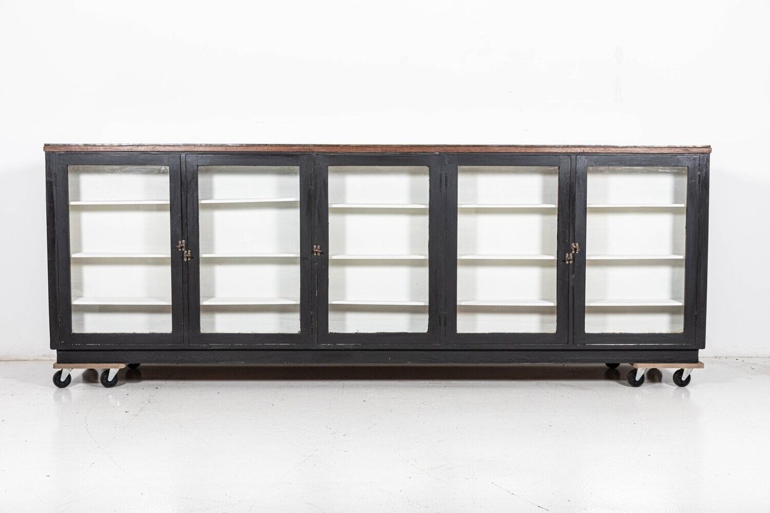 Monumental 19thc English Ebonised Mahogany Glazed Apothecary Shop Counter photo Furniture