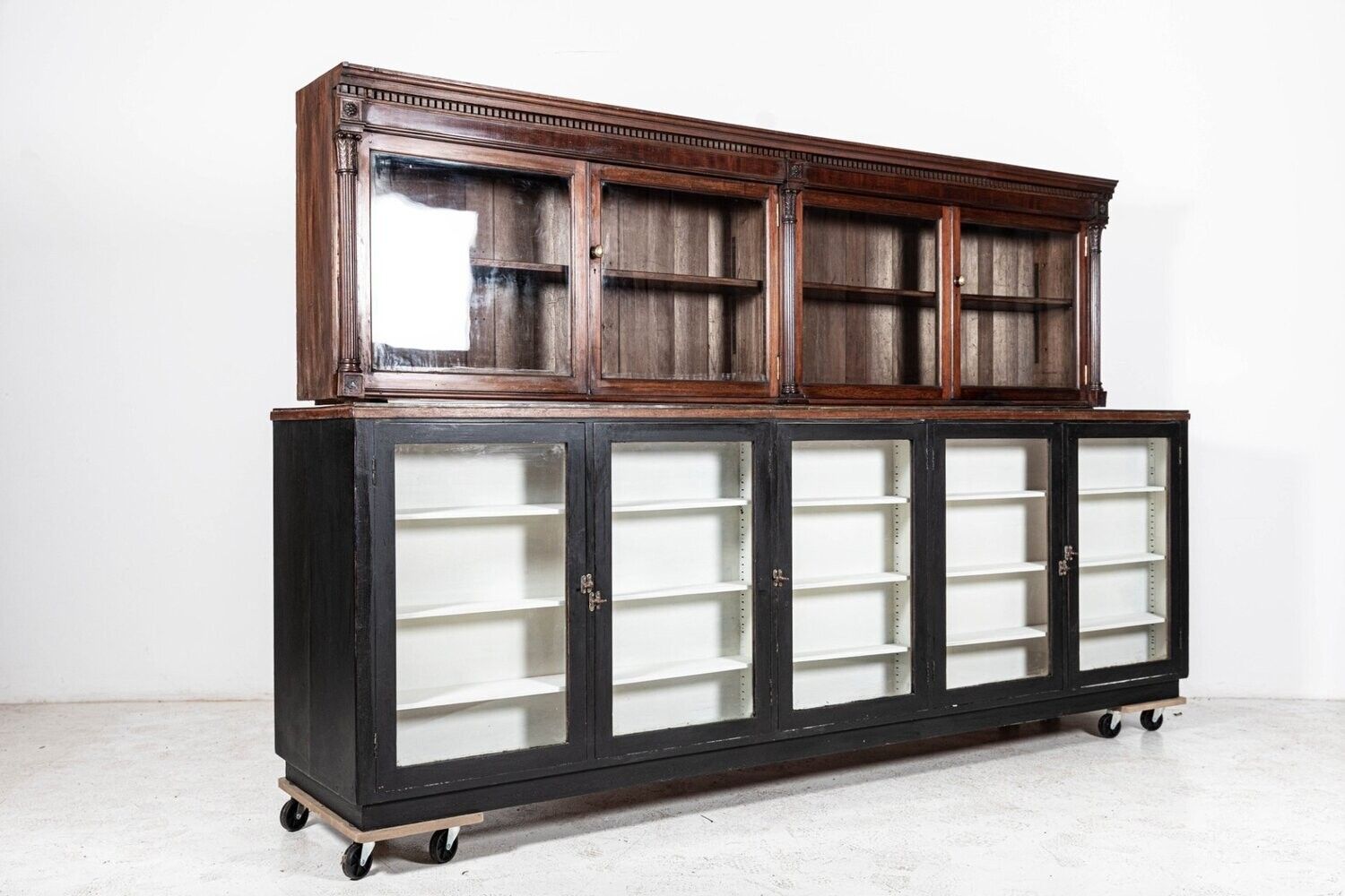 Large 19thc English Mahogany Glazed Apothecary Wall Cabinet