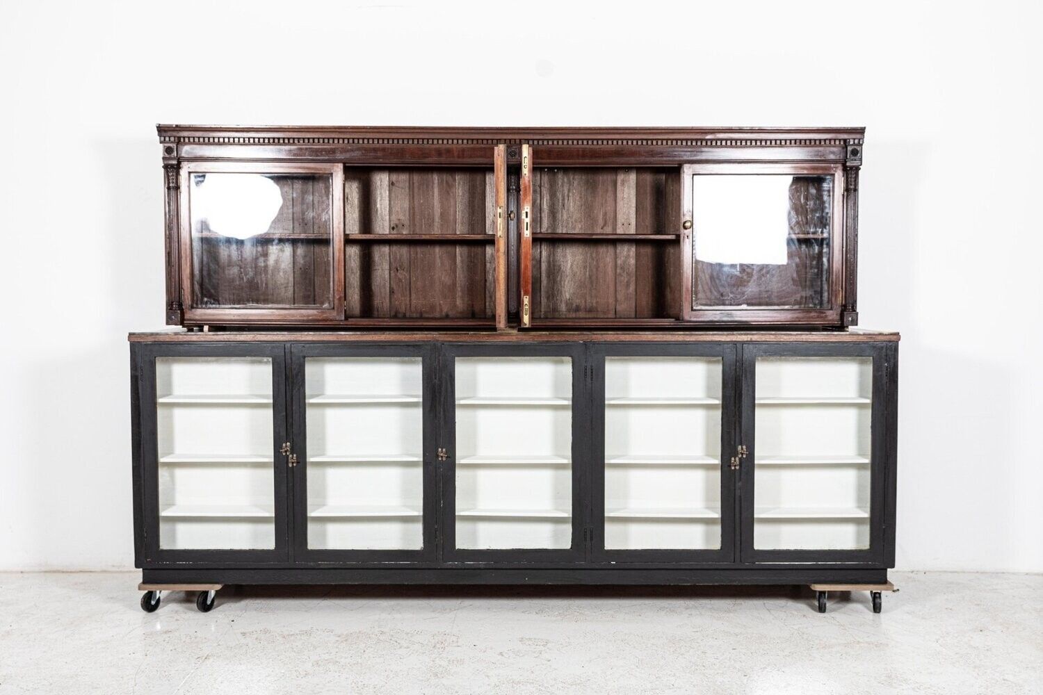 Large 19thc English Mahogany Glazed Apothecary Wall Cabinet photo 3968.0