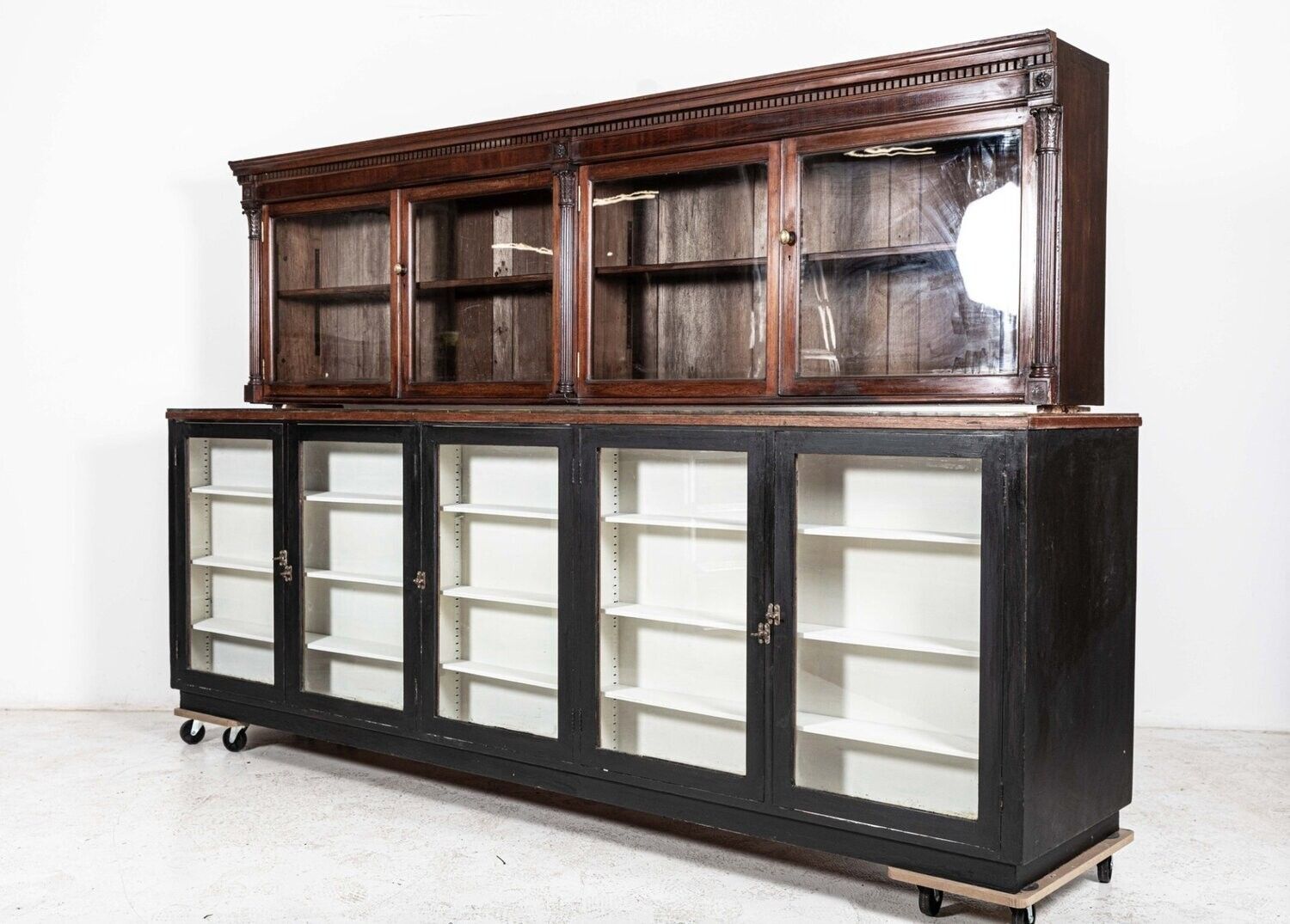 Large 19thc English Mahogany Glazed Apothecary Wall Cabinet photo buy