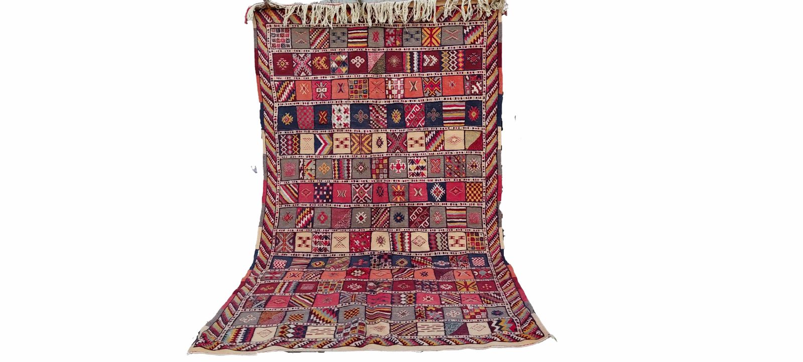 Large Handmade Moroccan Berber Rug. Colourful Berber Camel Wool Carpet/  9.3x5.1 Ft