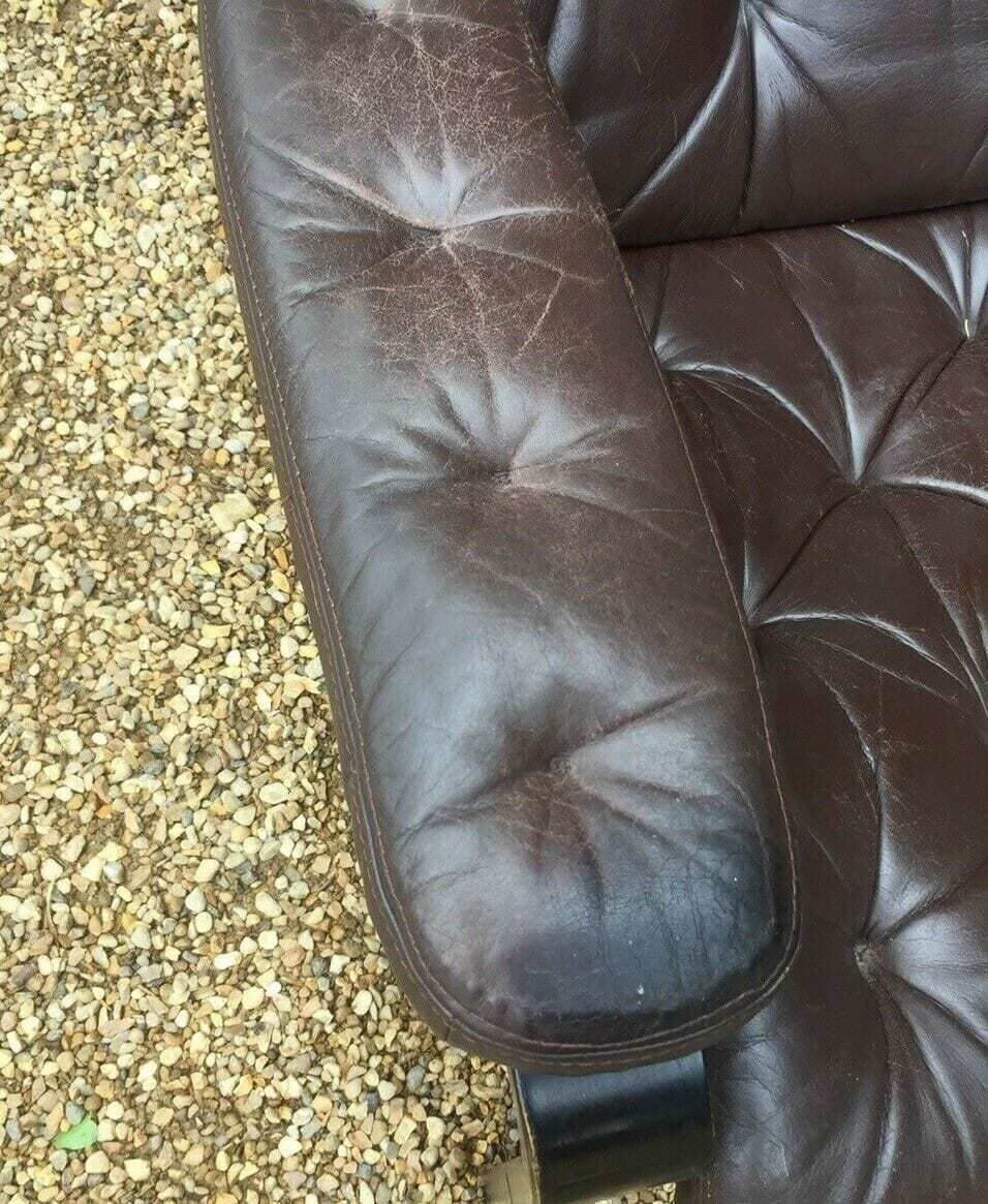 1960's Oy Bj Dahlqvist Dark Brown Leather Armchair photo vintage