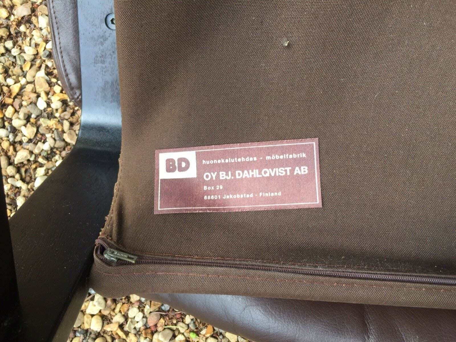 photo for sale 1960's Oy Bj Dahlqvist Dark Brown Leather Armchair