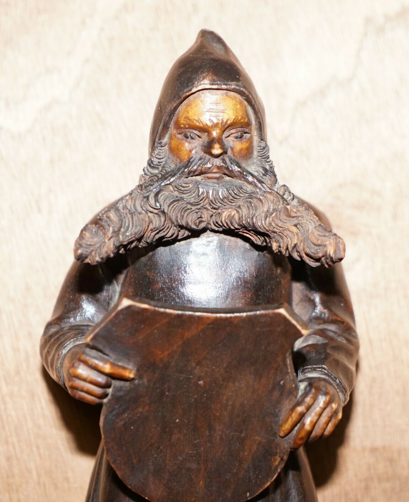 Antique Circa 1880 Pair Of Super Rare Black Forest Hand Carved Dwarf Whip Hooks photo Furniture