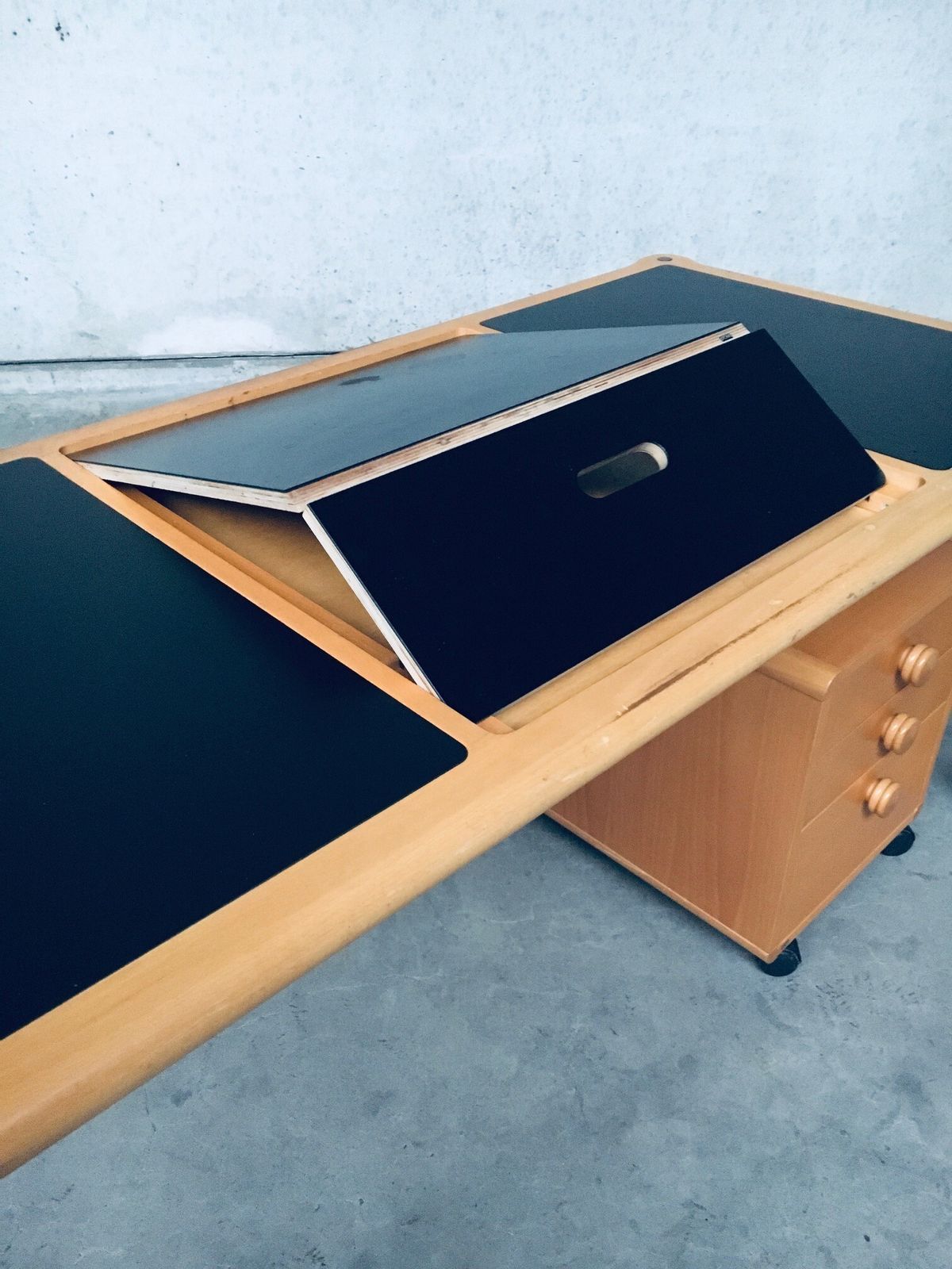 photo buy Scandinavian Ergonomic Design Writing Desk And Stool, Stokke 1980's
