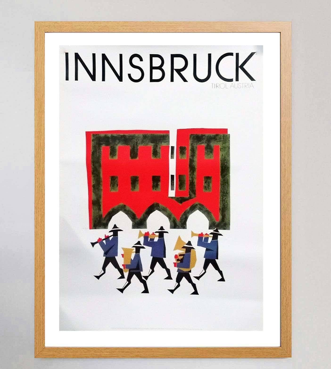 Wonderful Design Celebrating The Austrian City Of Innsbruck., Original Vintage Poster photo Art
