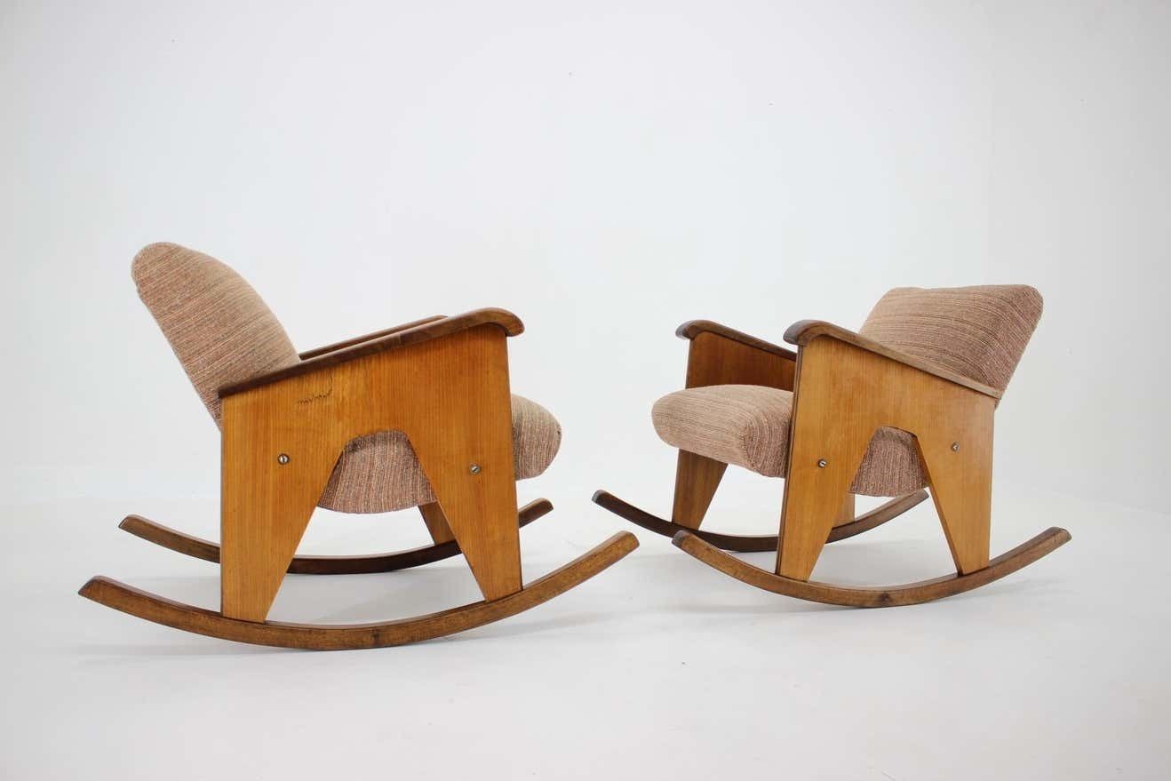 Pair Of Two Mid Century Design Rocking Chairs   Czechoslovakia, 1960s photo for sale