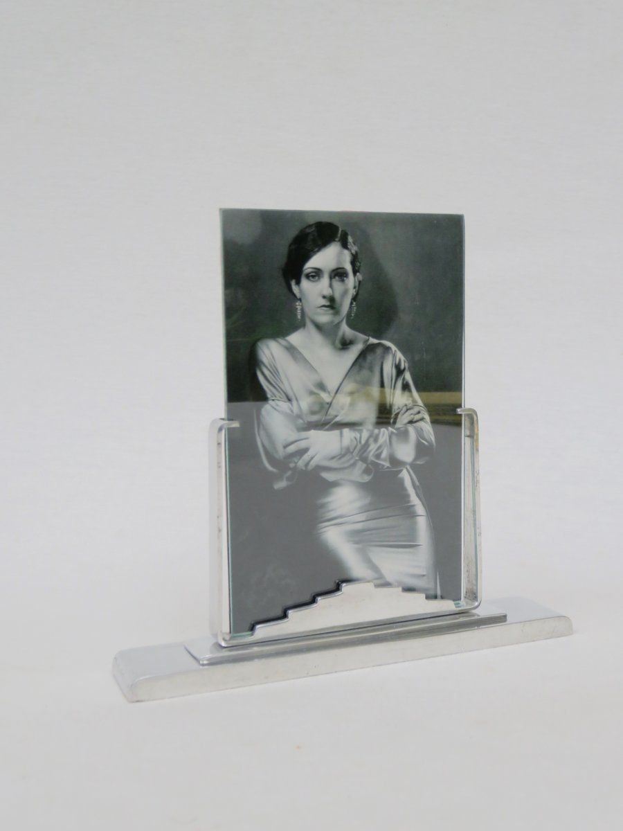 French Art Deco Skyscraper Picture Frame In Polished Aluminum photo furniture