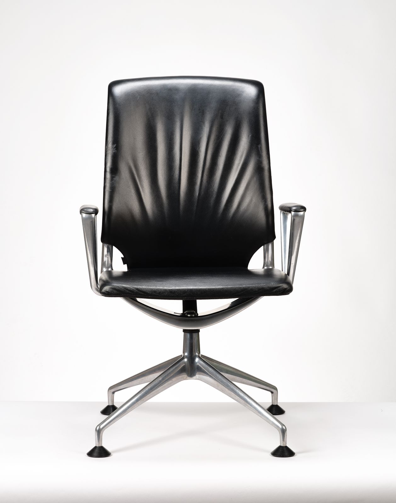 Black Leather Vitra Meda Conference Office Desk Chair By Alberto Meda, Circa 2000 photo vintage