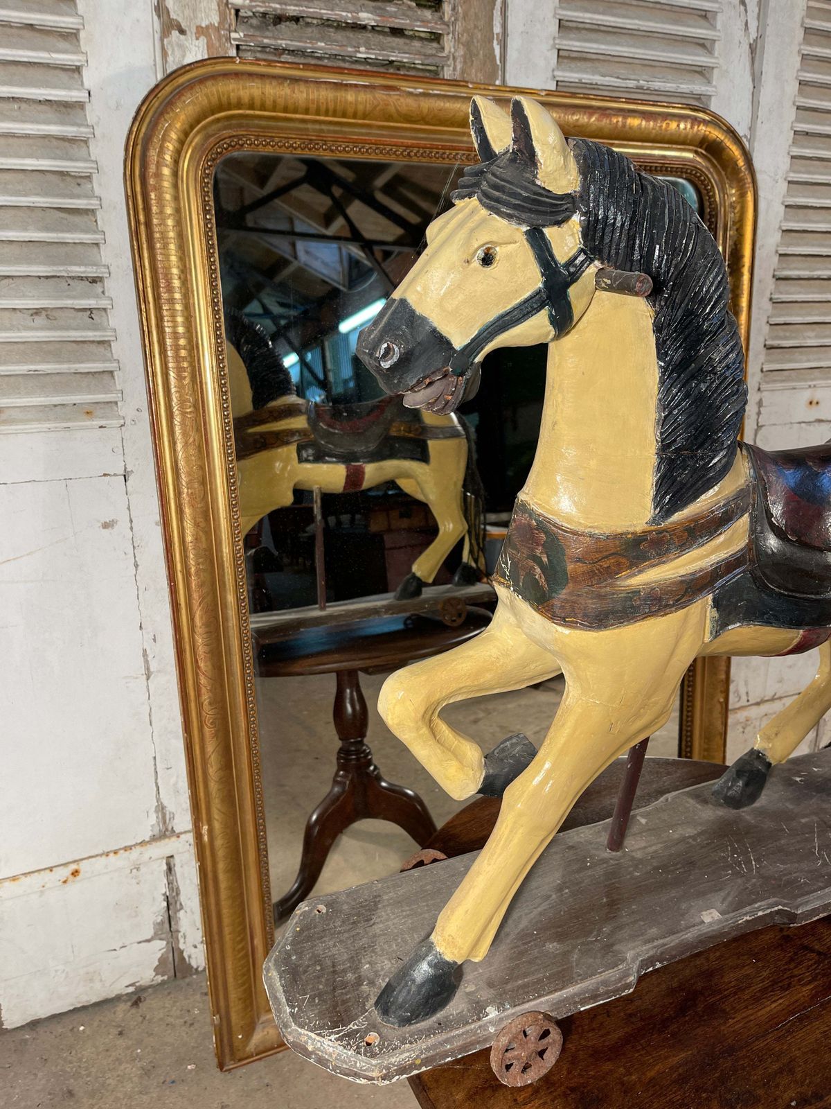 Early Antique German Childs Play Horse Circa 1830 photo vinterior