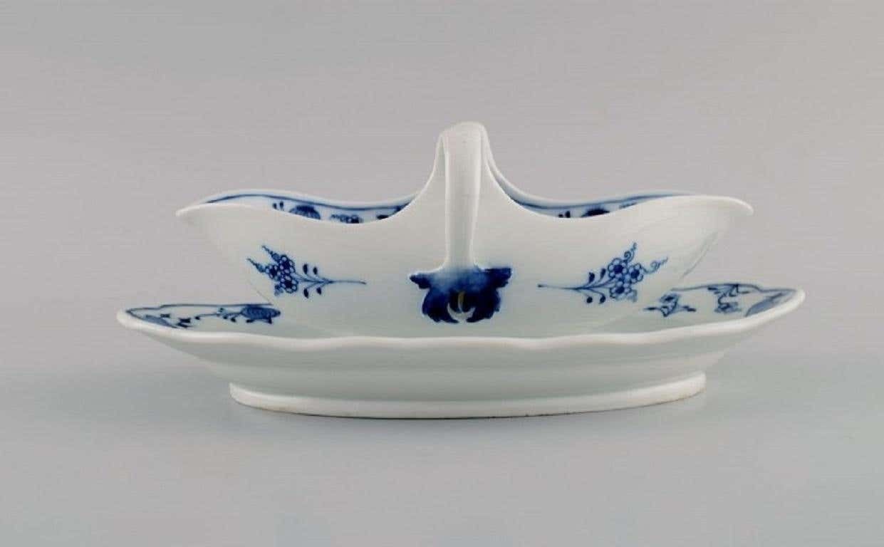 Antique Meissen Blue Onion Sauce Bowl In Hand Painted Porcelain, Late 19th C photo furniture