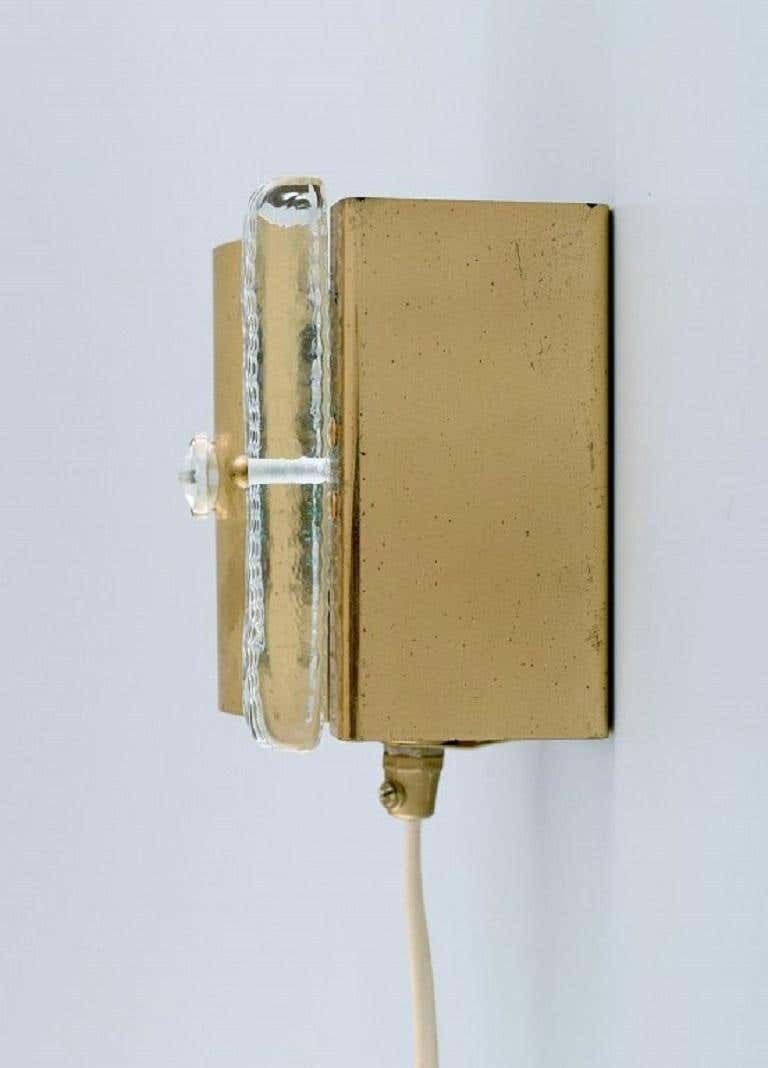 Pair Of Wall Lamps Made Of Brass And Art Glass, Danish Design, 1970s photo 424.0