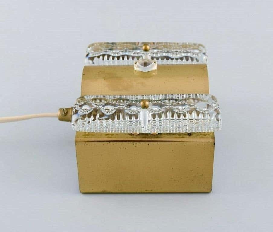 Pair Of Wall Lamps Made Of Brass And Art Glass, Danish Design, 1970s photo vinterior