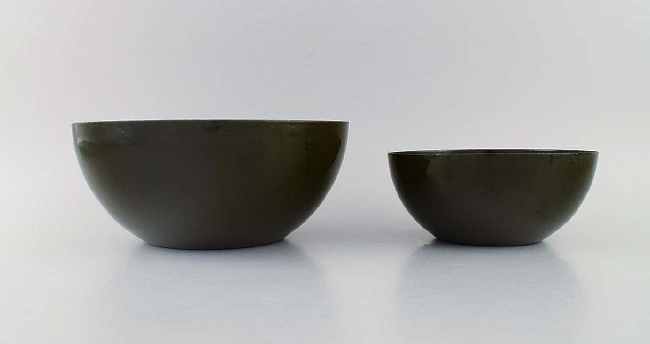 Kaj Franck For Finel, Two Dark Green Bowls In Enamelled Metal photo furniture