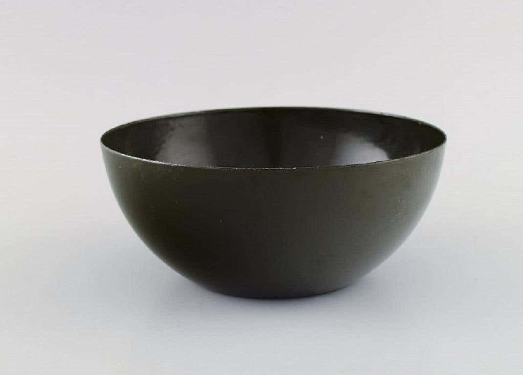 Kaj Franck For Finel, Two Dark Green Bowls In Enamelled Metal photo for sale